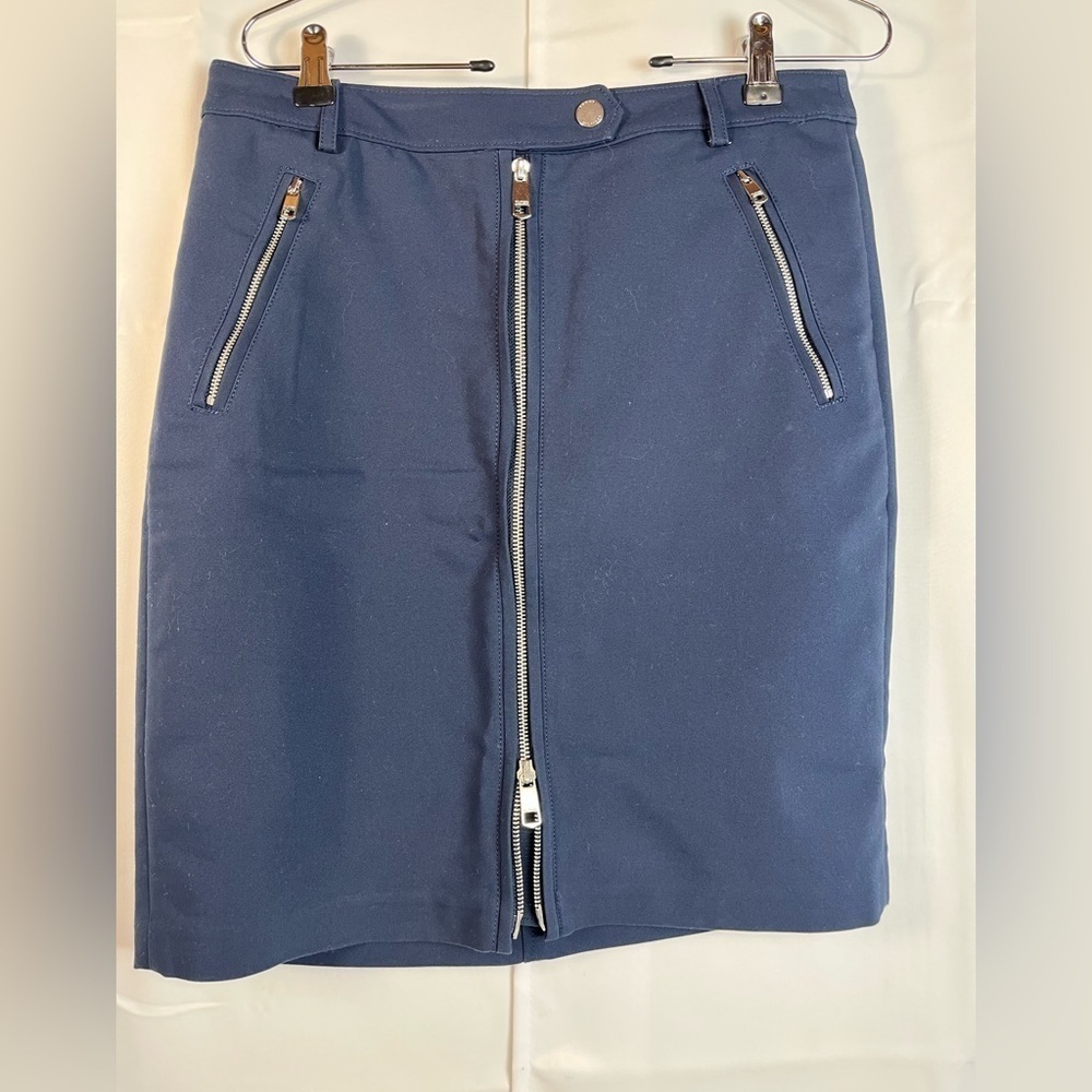 Tommy Hilfiger Womens Navy Blue Zip Up Knee Length Pencil Skirt Office Size 10